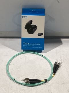 BOX OF ASSORTED ITEMS TO INCLUDE  E7S TRUE WIRELESS HEADSET