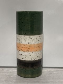 X 1 SORRELL SMALL VASE GREEN/ORANGE STONEWARE