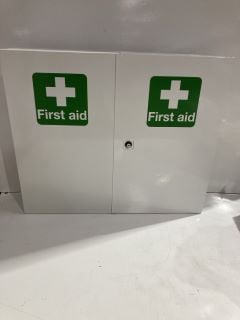 1 X FIRST AID METAL CABINET DOUBLE DOOR SINGLE DEPTH