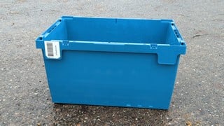 PALLET OF BLUE STACKER CRATE TOTE STORAGE 60CM L X 16CM W X 13CM H EACH