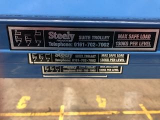 X 5 STEELEY SUITE TROLLEYS