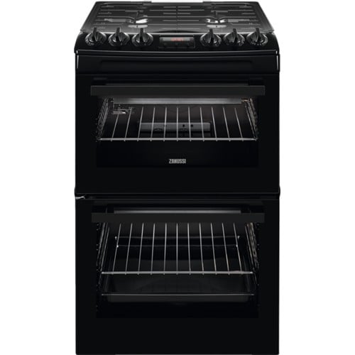 ZANUSSI 55CM FREESTANDING GAS COOKER WITH FULL WIDTH ELECTRIC GRILL - BLACK MODEL: ZCG43250BA RRP: £790(IN PACKAGING)