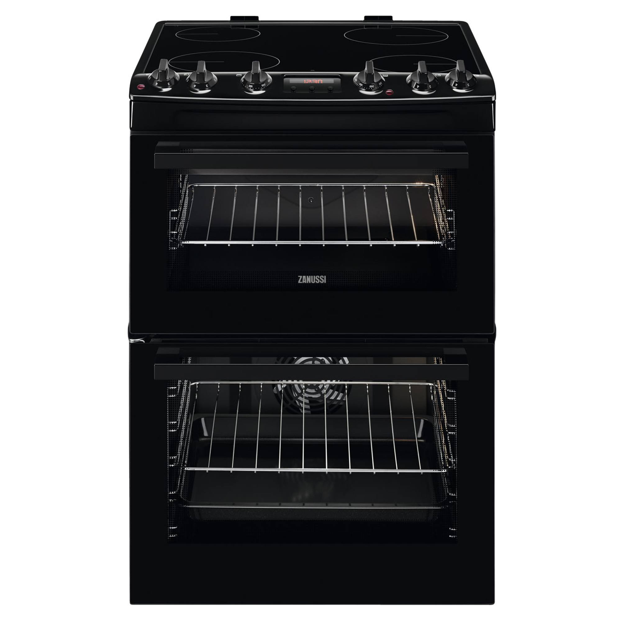 ZANUSSI 60CM ELECTRIC COOKER WITH CERAMIC HOB - BLACK MODEL: ZCV66250BA RRP: £619(IN PACKAGING)