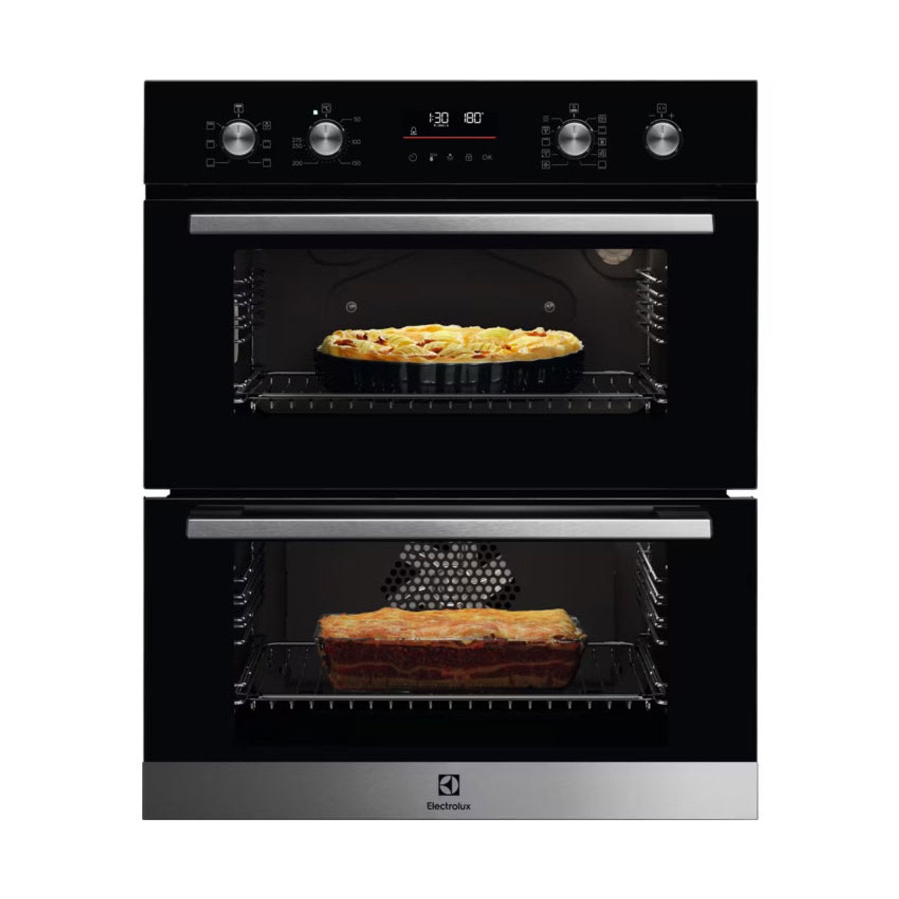 ELECTROLUX 45L SURROUNDCOOK BUILT UNDER DOUBLE ELECTRIC OVEN MODEL: EDFDC46UX RRP: £949 (IN PACKAGING)