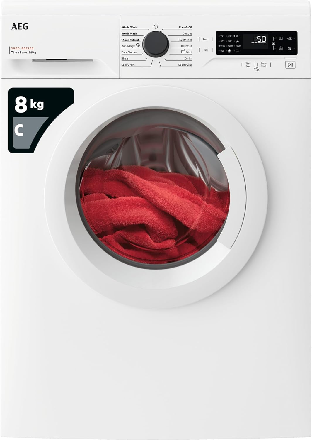 AEG 8KG WASHING MACHINE MODEL: LFX50844B RRP: £499(IN PACKAGING)