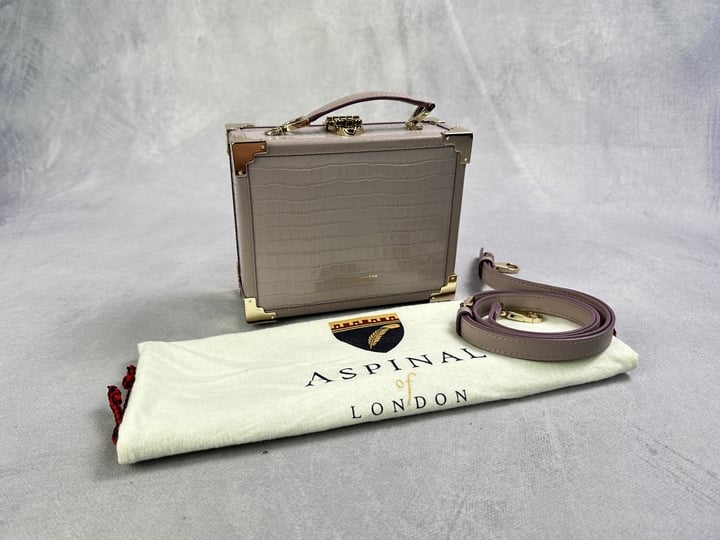 Aspinal Of London Trunk In Purple Leather With Dust Bag - 18x15x7.5 Approx (VAT ONLY PAYABLE ON BUYERS PREMIUM) (MPSE53897375)