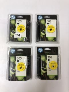 4 X HP 305 PRINTER INK CARTRIDGES ( BLACK INK &TRI-COLOUR PACK) - RRP.£80