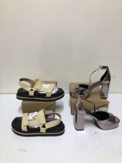 V BY VERY TREKKER SANDAL - BEIGE - SIZE: 7E & V BY VERY PLATFORM HEELED SHOES - SILVER - SIZE: 6E