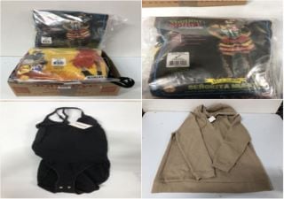 BOX OF VARIOUS COSTUMES INC. DC THE SUICIDE SQUAD HARLEY GUINN