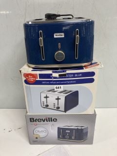 3 X TOASTERS TO INC BREVILLE QBLIQ COLLECTION NAVY 4 SLICE TOASTER