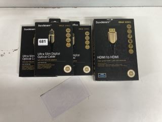 4 X SANDSTROM GOLD SERIES CABLES TO INC ULTRA SLIM DIGITAL OPTICAL CABLE