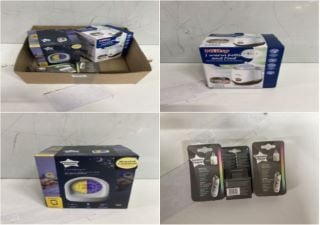 BOX OF BABY PRODUCTS TO INC TOMMEE TIPPEE TIMEKEEPER SLEEP TRAINER CLOCK