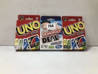 3 X CARD GAMES TO INC MONOPOLY DEAL CARD GAME