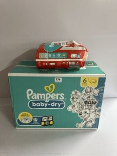 2 X PAMPERS PRODUCTS TO INC BOX OF PAMPERS PAW PATROL BABY DRY - SIZE 6