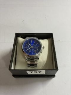 GLOBENFELD MARKSMAN SILVER BLUE WRIST WATCH - RRP £79.00