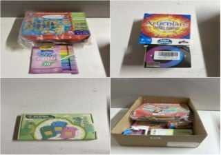 BOX OF CHILDREN'S TOYS TO INC CRAYOLA SUPER TIPS PASTEL