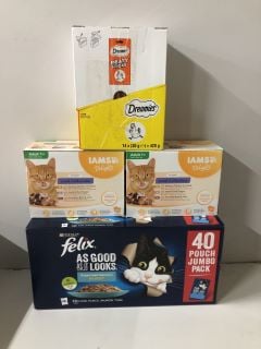 5 X PET FOOD ITEMS INC DREAMIES MEAT CATSTICKS (05/06/2025)