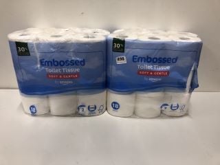 2 X EMBOSSED TOILET TISSUE SOFT AND GENTLE