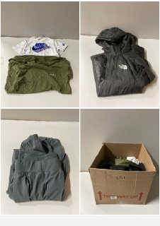 BOX OF CLOTHES IN VARIOUS SIZES AND DESIGNS