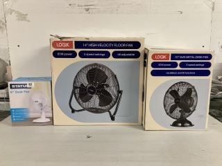 3 X ITEMS TO INCLUDE STATUS 6" DESK FAN