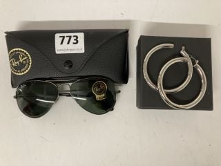 2 X ITEMS TO INCLUDE RAY-BAN SUNGLASSES IN SILVER