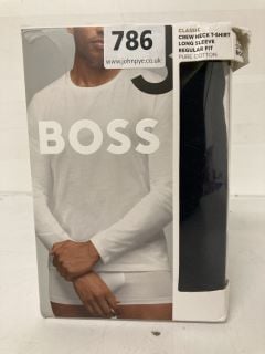 BOSS CLASSIC CREW NECK T-SHIRT LONG SLEEVE REGULAR FIT IN BLACK - SIZE 2 XL