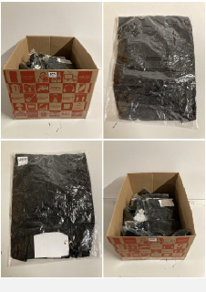 BOX OF CLOTHES IN VARIOUS STYLES AND SIZES