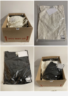 BOX OF CLOTHES IN VARIOUS STYLES AND SIZES