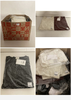 BOX OF CLOTHES IN VARIOUS STYLES AND SIZES