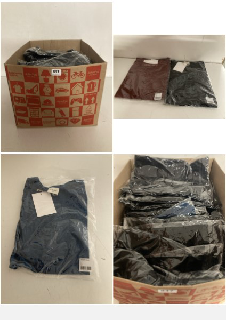 BOX OF CLOTHES IN VARIOUS STYLES AND SIZES