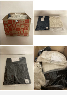 BOX OF CLOTHES IN VARIOUS STYLES AND SIZES