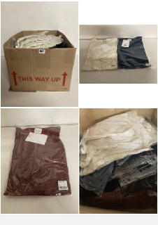 BOX OF CLOTHES IN VARIOUS STYLES AND SIZES