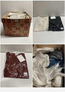 BOX OF CLOTHES IN VARIOUS STYLES AND SIZES