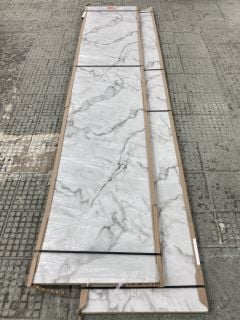 2 X WHITE MARBLE EFFECT KITCHEN WORKTOPS (3600 X 600 X 28MM AND 3550 X 650 X 28MM) (COLLECTION FROM SITE ONLY)