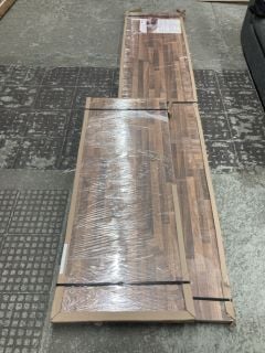 2 X WALNUT BLOCK WOOD EFFECT KITCHEN WORKTOPS (1540 X 600 X 40MM AND 3050 X 600 X 40MM) (COLLECTION FROM SITE ONLY)