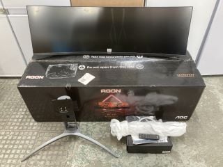 AOC 49" CURVED WIDESCREEN GAMING MONITOR MODEL AG493UCX2 (WITH BOX, WITH POWER LEAD, WITH STAND, WITH REMOTE) (SMASHED SCREEN) RRP £628