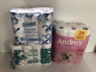 VARIOUS PACKS OF TOILET TISSUE