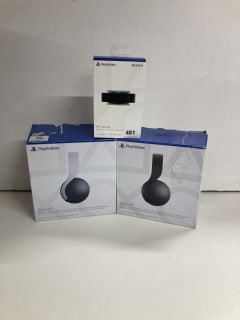 2 X PLAYSTATION GAMING HEADSETS AND A CHARGER DOCK