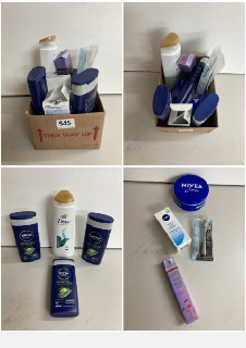 BOX OF BEAUTY AND CLEANING PRODUCTS