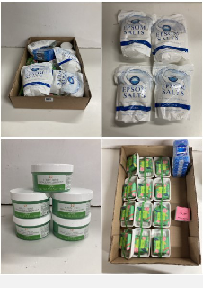 BOX OF VARIOUS ITEMS TO INC EPSOM SALTS