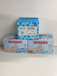 3 X ITEMS TO INC HUGGIES PURE WIPES