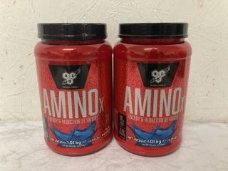 2 X BSN FINISH FIRST AMINOX BLUE RASPBERRY ENERGY & FATIGUE REDUCTION SUPPLEMENT POWDER BBE:04/25