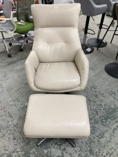 JOHN LEWIS EASE LEATHER RECLINE SWIVEL CHAIR AND FOOTSTOOL RRP £949