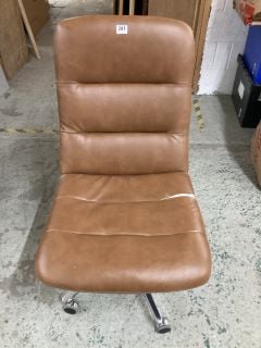 JOHN LEWIS BROWN LEATHER OFFICE CHAIR (RIPPED)