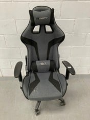 DRIFT GAMING CHAIR DR90 -DR90DGB - PROFESSIONAL CHAIR, BREATHABLE FABRIC, 2D PADDED ARMRESTS, LUMBAR/CERVICAL CUSHION, GREY/BLACK, 63 X 67 X (124,5-132) CM ( W X D X H) P.V.P 159,90€ (DAMAGED AND DIR