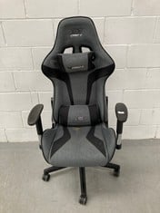 DRIFT GAMING CHAIR DR90 -DR90DGB - PROFESSIONAL CHAIR, BREATHABLE FABRIC, 2D PADDED ARMRESTS, LUMBAR/CERVICAL CUSHION, GREY/BLACK, 63 X 67 X (124,5-132) CM ( W X D X H) P.V.P 159,90€ (DAMAGED AND DIR