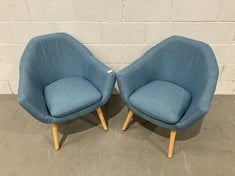 2 X MODERN STYLE FABRIC DINING CHAIR/CHAIR WITH BACKREST BLUE AND WOOD COLOUR P.V.P 278€ P.V.P. .