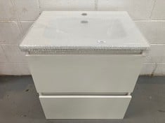 BAIKAL BATHROOM VANITY UNIT TWO DRAWERS, WALL HUNG WITH WASHBASIN. MELAMINE 16. ASSEMBLED UNIT. 60CM WHITE VANITY UNIT. , (220,41€).