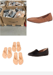 PALLET WITH A VARIETY OF SHOES IN VARIOUS SIZES AND MODELS INCLUDING BALLERINA SIZE 41 CAMEL COLOUR. WOMEN'S FLAT MOCCASIN, BLACK IMITATION LEATHER, 42 EU