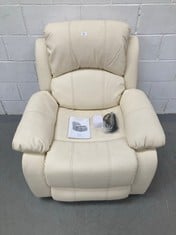 DON DESCANSO - TREVI RELAX MASSAGE ARMCHAIR RELAX HEAT CREAM RECLINING 160º WITH 8 SILENT MOTORS, LUMBAR HEAT, 4 ZONES MASSAGE SYSTEM AND ANTI-CUSHIONED PU. MASSAGE 4 ZONES AND FINISHED IN PU ANTI-QU